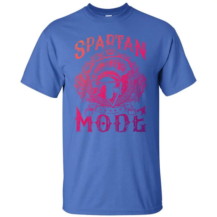 Spartan Mode Helmet Gym Warrior Fitness Beast Sparta Workout Gift Tall T-Shirt