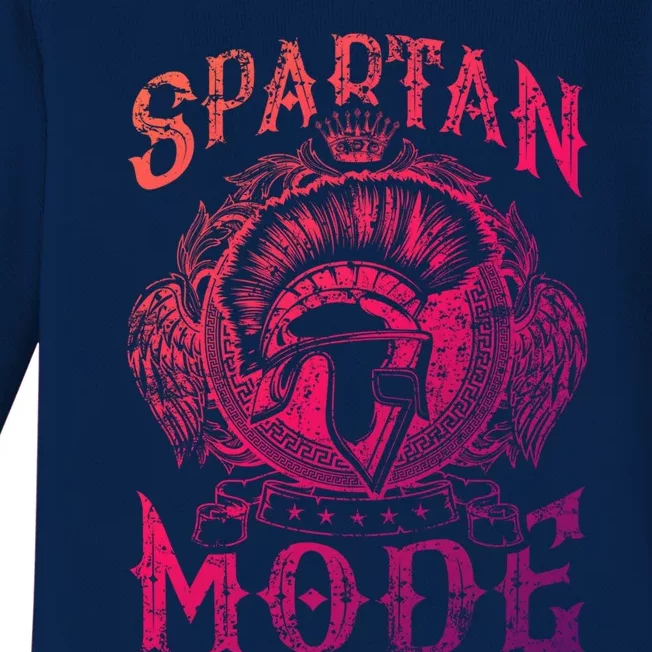 Spartan Mode Helmet Gym Warrior Fitness Beast Sparta Workout Gift Baby Long Sleeve Bodysuit