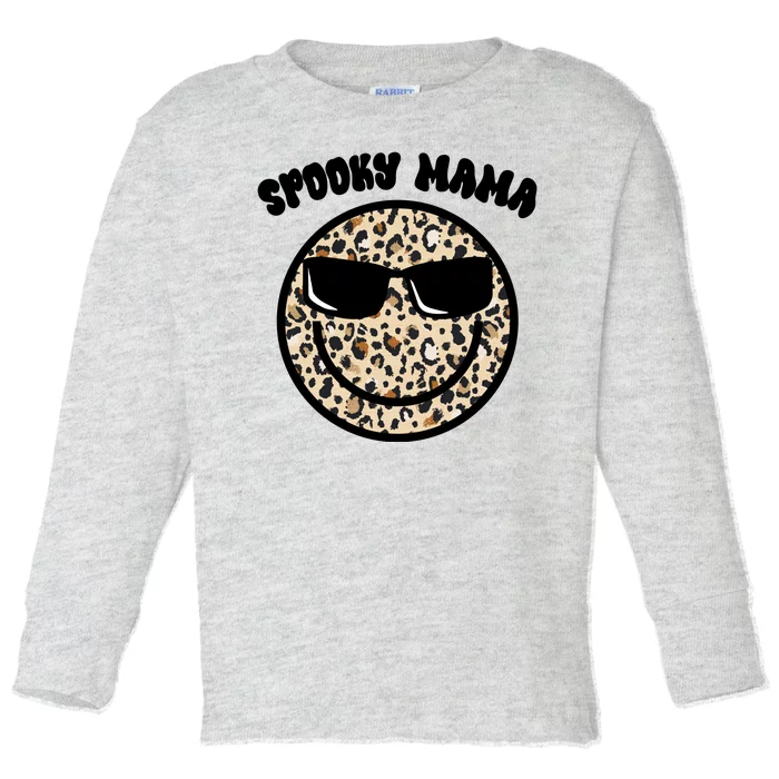 Spooky Mama Halloween Cheetah Smile Toddler Long Sleeve Shirt