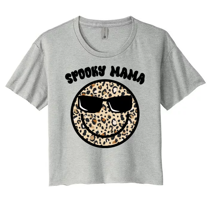 Spooky Mama Halloween Cheetah Smile Women's Crop Top Tee