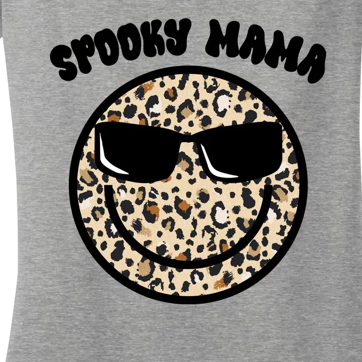 Spooky Mama Halloween Cheetah Smile Women's V-Neck T-Shirt