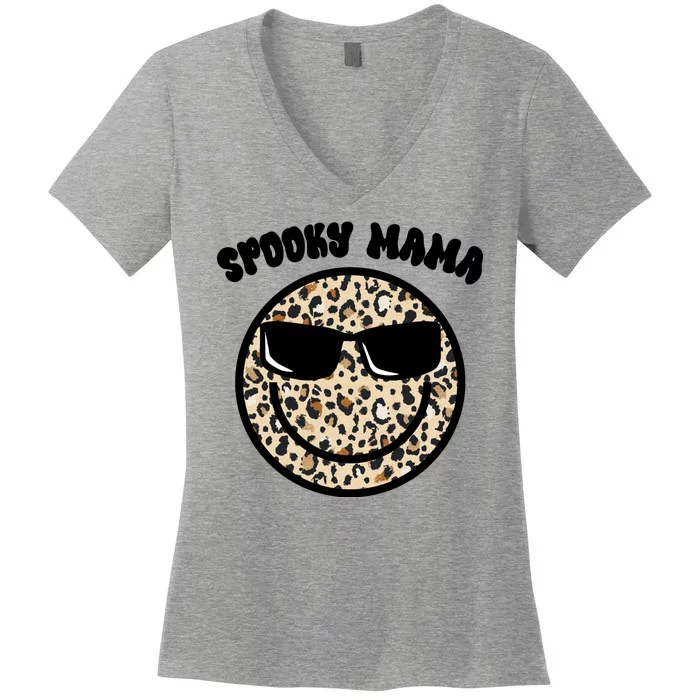 Spooky Mama Halloween Cheetah Smile Women's V-Neck T-Shirt