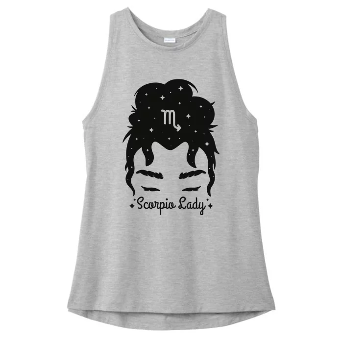 Scorpio Messy Hair Bun Birthday Gift Ladies Tri-Blend Wicking Tank