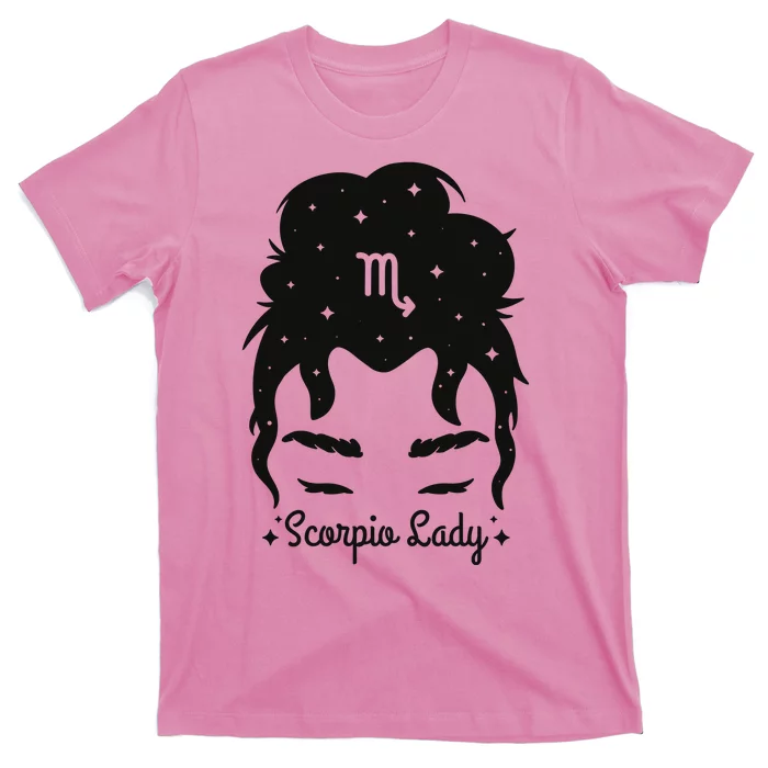 Scorpio Messy Hair Bun Birthday Gift T-Shirt