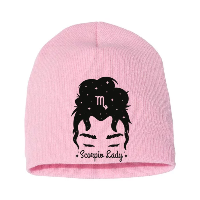 Scorpio Messy Hair Bun Birthday Gift Short Acrylic Beanie