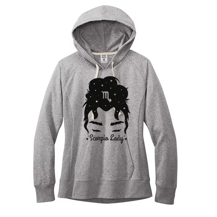 Scorpio Messy Hair Bun Birthday Gift Women's Fleece Hoodie