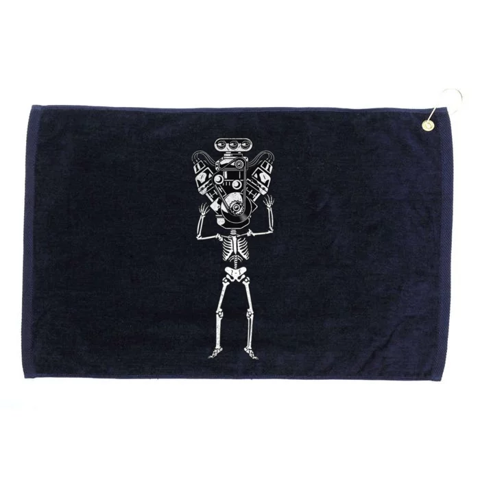 Skeleton Motor Head Hot Rod Mechanic Car Lover Skull Racer Gift Grommeted Golf Towel