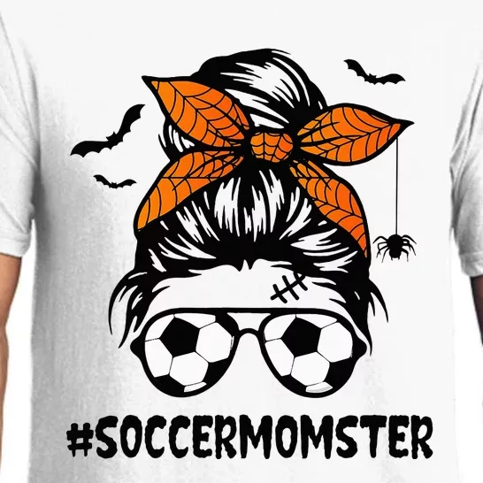 Soccer Momster Halloween Mom Messy Bun Hair Pajama Set