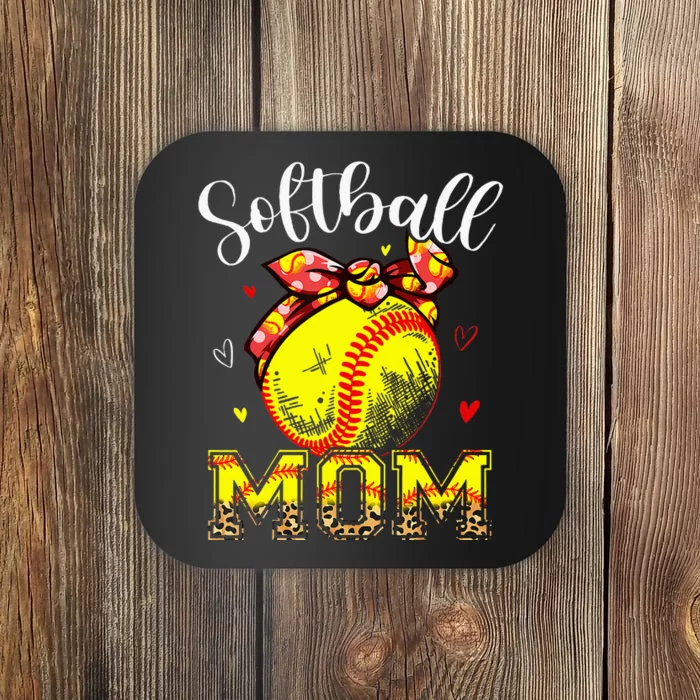 Softball Mom Headband Leopard Softball Ball Mothers Day Mama Coaster