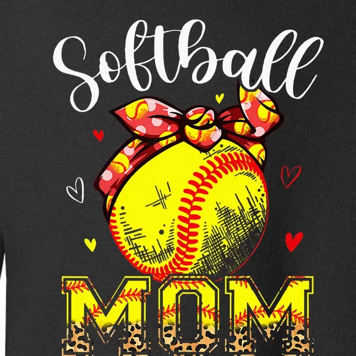 Softball Mom Headband Leopard Softball Ball Mothers Day Mama Toddler Sweatshirt