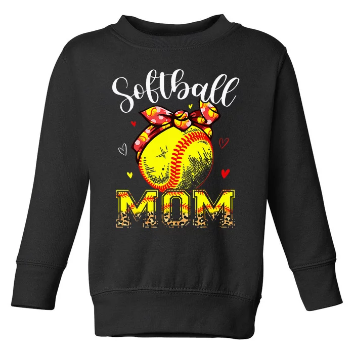 Softball Mom Headband Leopard Softball Ball Mothers Day Mama Toddler Sweatshirt