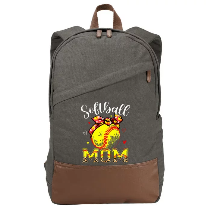 Softball Mom Headband Leopard Softball Ball Mothers Day Mama Cotton Canvas Backpack