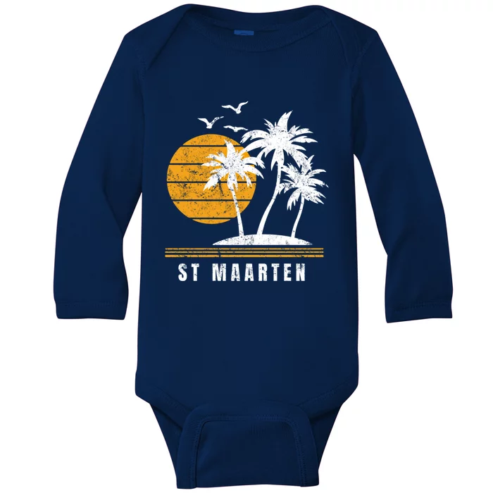 St Maarten Island Caribbean Vacation Souvenir Gift Baby Long Sleeve Bodysuit