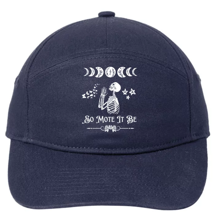 So Mote It Be Goth Moon Phase Witch Pagan Wicca Moon Phase Gift 7-Panel Snapback Hat