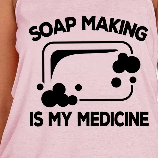 Soap Making Is My Medicine Soap Maker Homemade Soap Bubble Great Gift Women's Knotted Racerback Tank