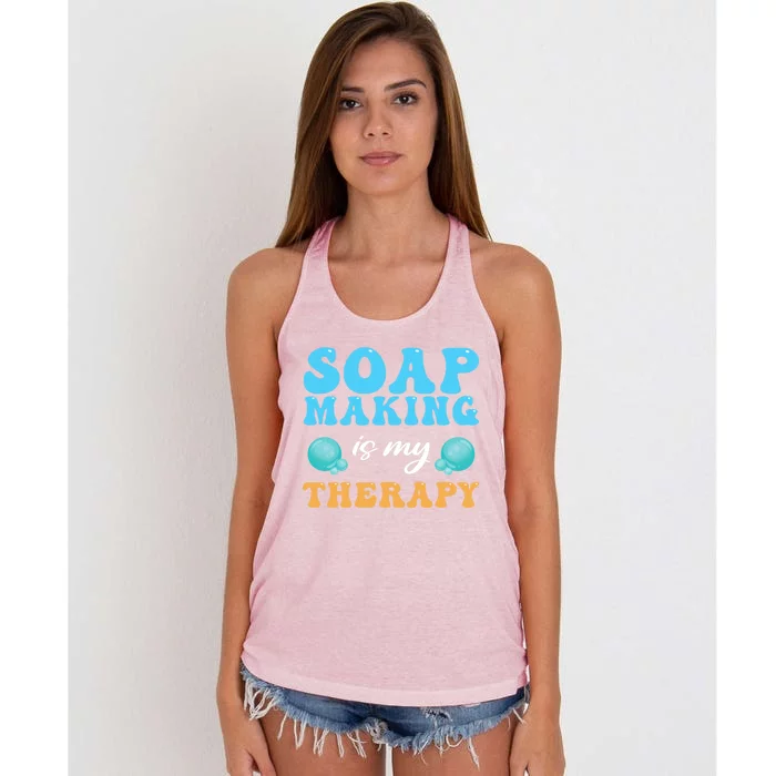 Soap Making Is My Therapy Soap Maker Gift Women's Knotted Racerback Tank