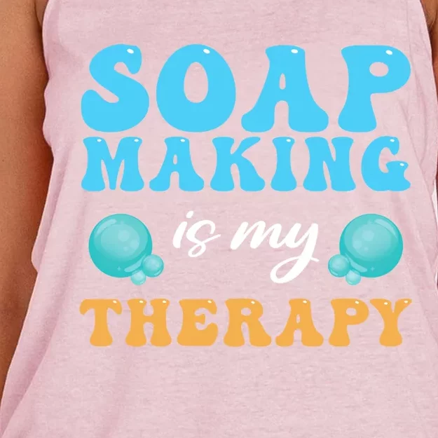 Soap Making Is My Therapy Soap Maker Gift Women's Knotted Racerback Tank