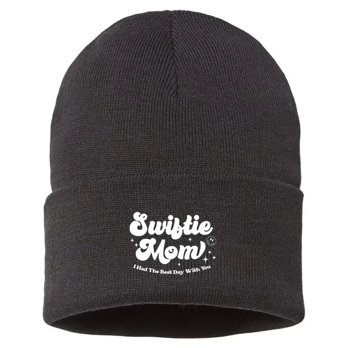 Retro Mom I Had The Best Day With You Funny Mothers Day Sustainable Knit Beanie