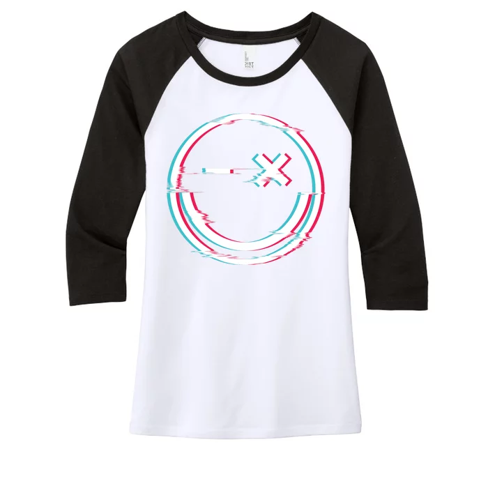 Smile Glitch Women's Tri-Blend 3/4-Sleeve Raglan Shirt