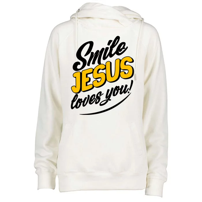 Smile Jesus Loves You! Womens Funnel Neck Pullover Hood