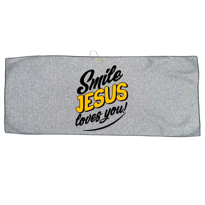 Smile Jesus Loves You! Large Microfiber Waffle Golf Towel