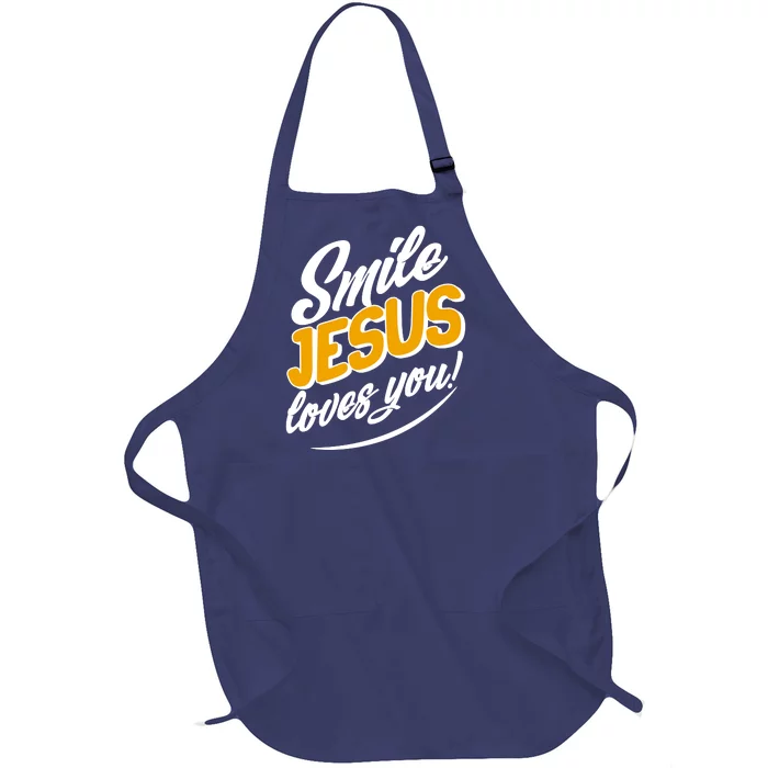 Smile Jesus Loves You! Full-Length Apron With Pocket