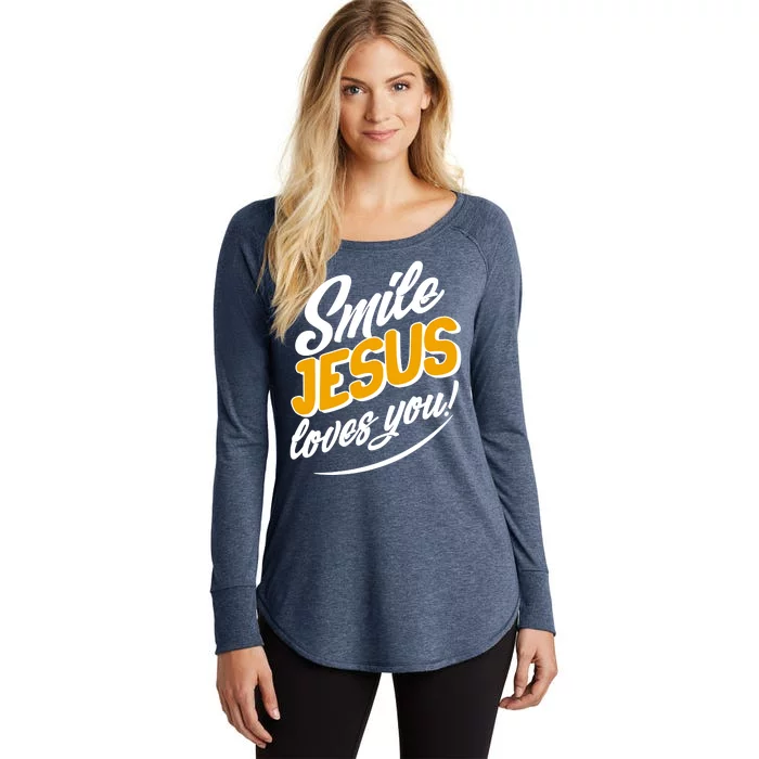 Smile Jesus Loves You! Women's Perfect Tri Tunic Long Sleeve Shirt