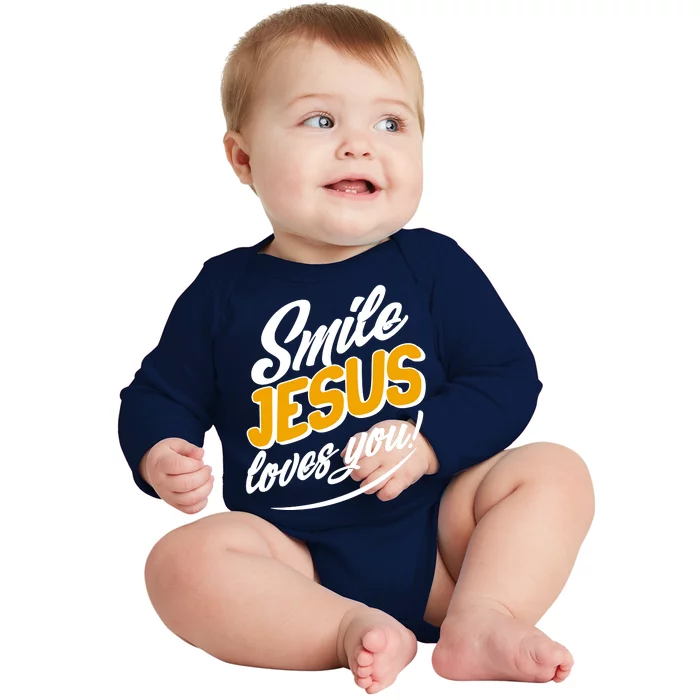 Smile Jesus Loves You! Baby Long Sleeve Bodysuit