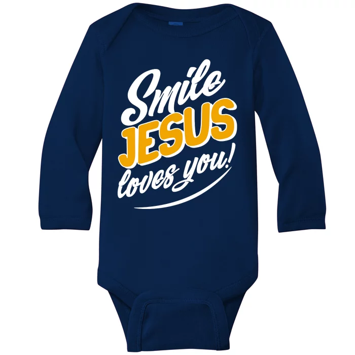 Smile Jesus Loves You! Baby Long Sleeve Bodysuit