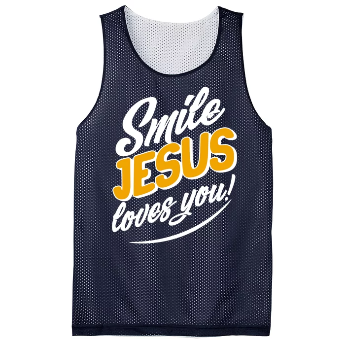 Smile Jesus Loves You! Mesh Reversible Basketball Jersey Tank