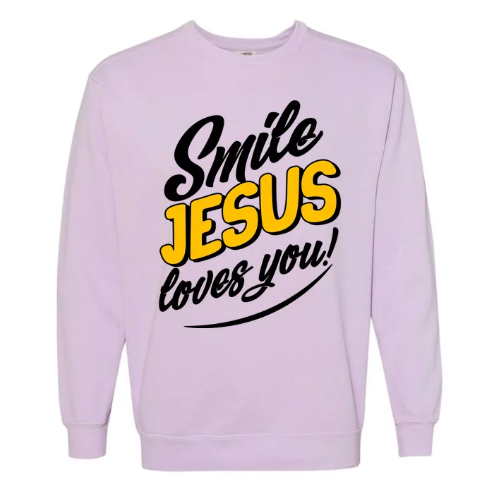 Smile Jesus Loves You! Garment-Dyed Sweatshirt