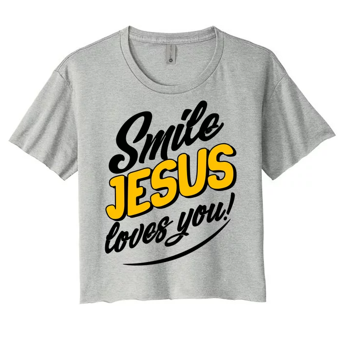 Smile Jesus Loves You! Women's Crop Top Tee