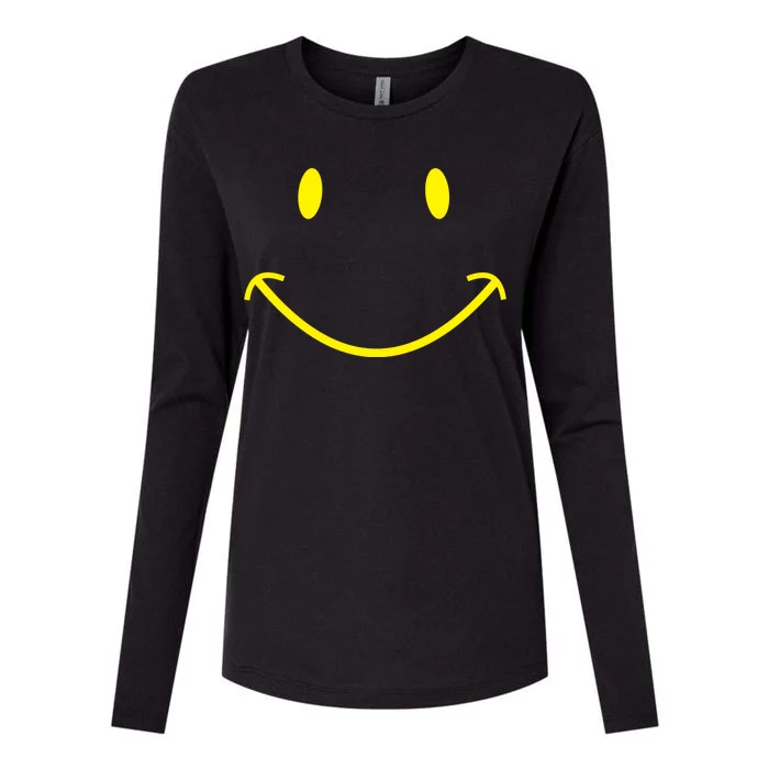 Smiley Face Womens Cotton Relaxed Long Sleeve T-Shirt