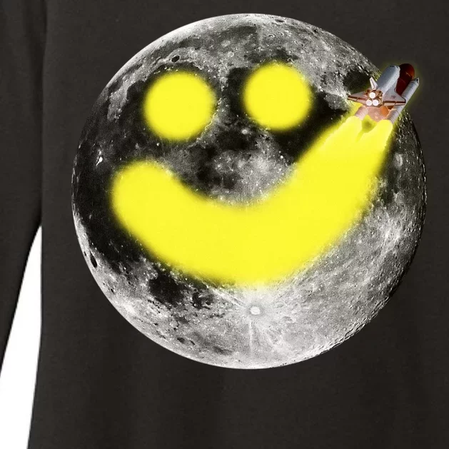 Smiley Face Happy Moon Womens CVC Long Sleeve Shirt