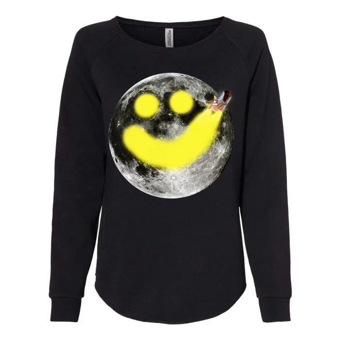 Smiley Face Happy Moon Womens California Wash Sweatshirt