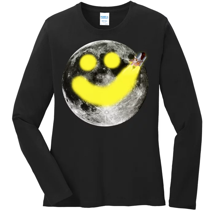 Smiley Face Happy Moon Ladies Long Sleeve Shirt