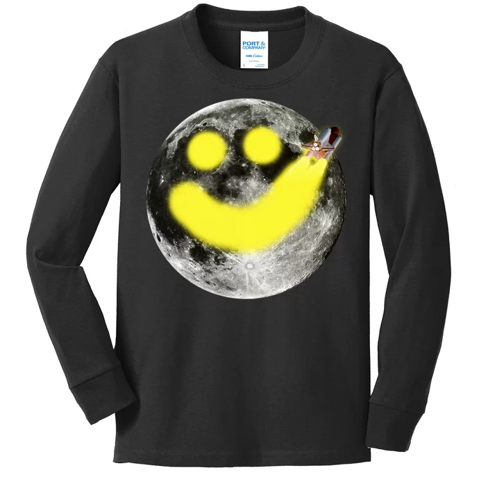 Smiley Face Happy Moon Kids Long Sleeve Shirt