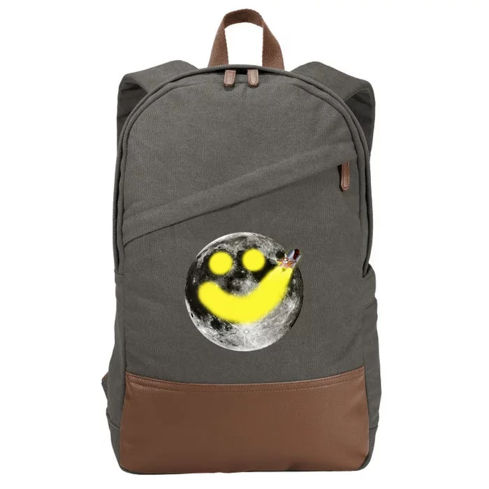 Smiley Face Happy Moon Cotton Canvas Backpack