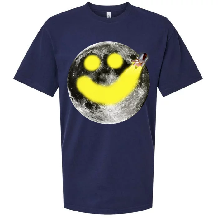 Smiley Face Happy Moon Sueded Cloud Jersey T-Shirt