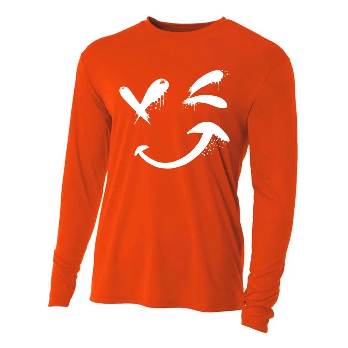 Smiley Face Winking Cooling Performance Long Sleeve Crew