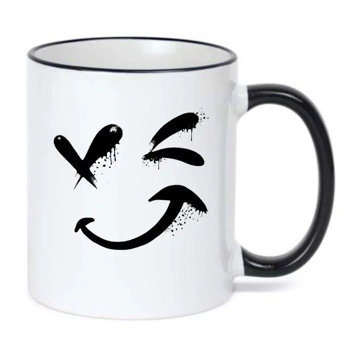 Smiley Face Winking Black Color Changing Mug