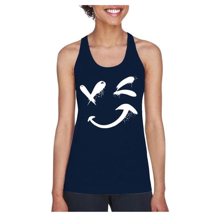 Smiley Face Winking Women's Racerback Tank