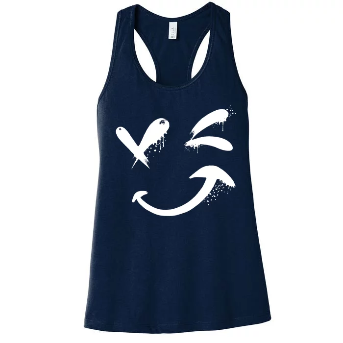 Smiley Face Winking Women's Racerback Tank