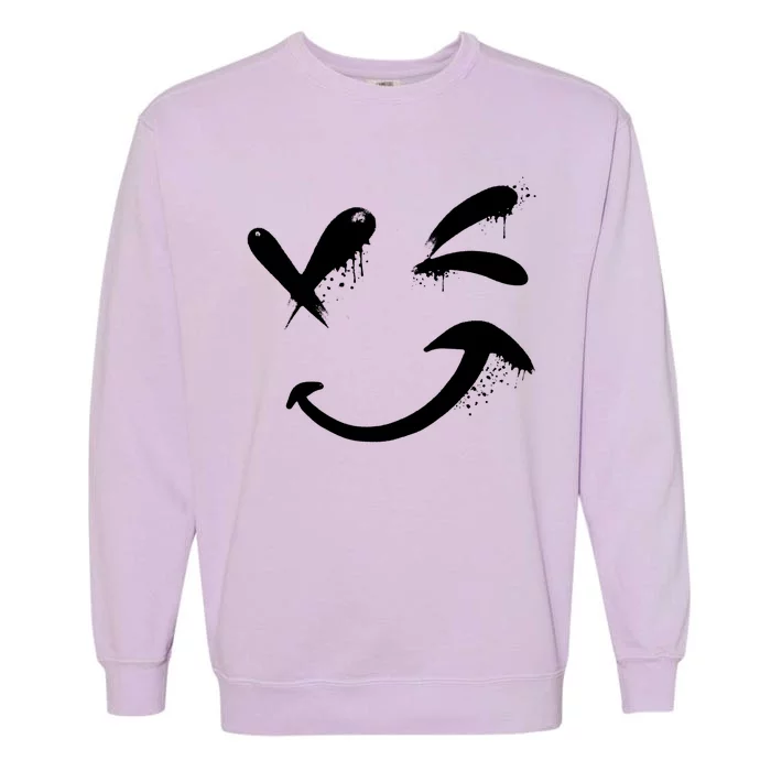 Smiley Face Winking Garment-Dyed Sweatshirt