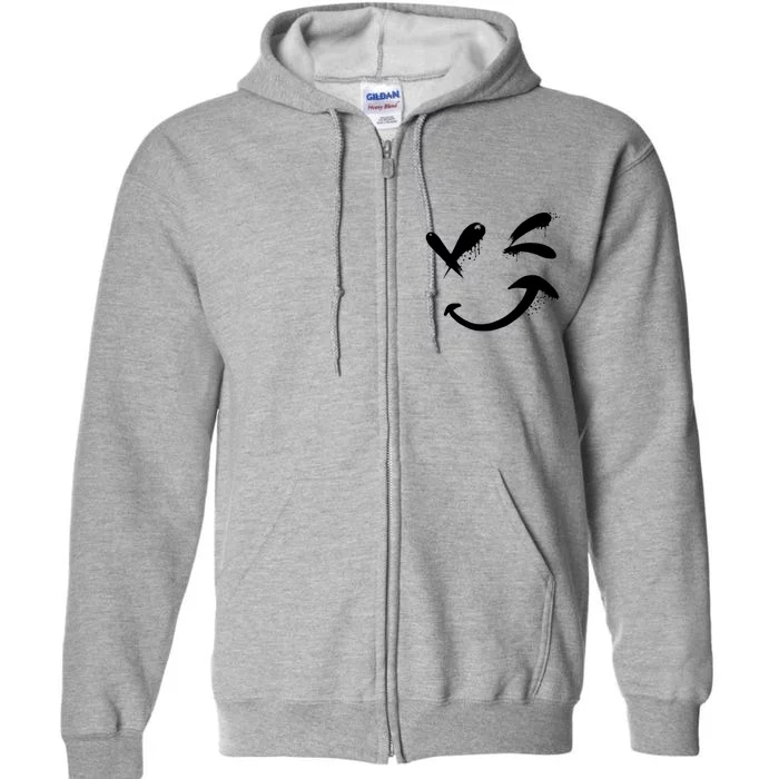 Smiley Face Winking Full Zip Hoodie