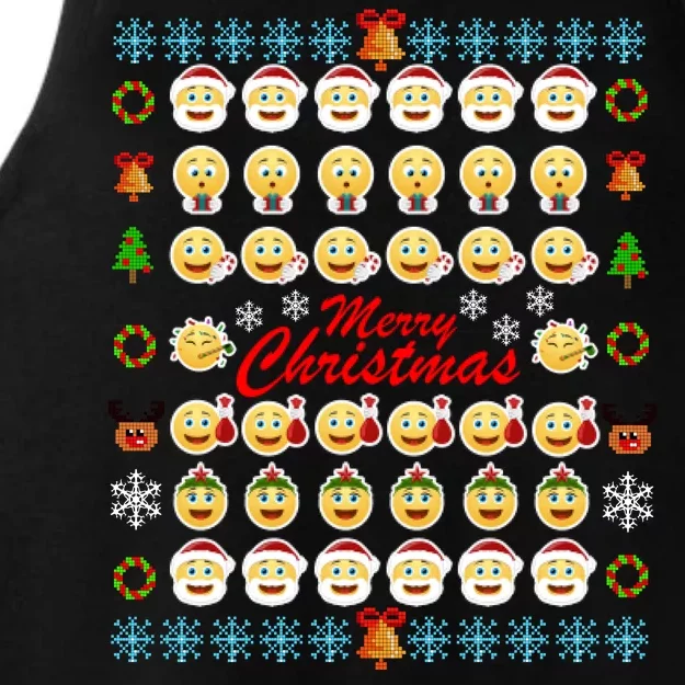 Smiley Faces Ugly Christmas Sweater Ladies Tri-Blend Wicking Tank