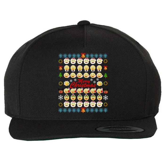 Smiley Faces Ugly Christmas Sweater Wool Snapback Cap