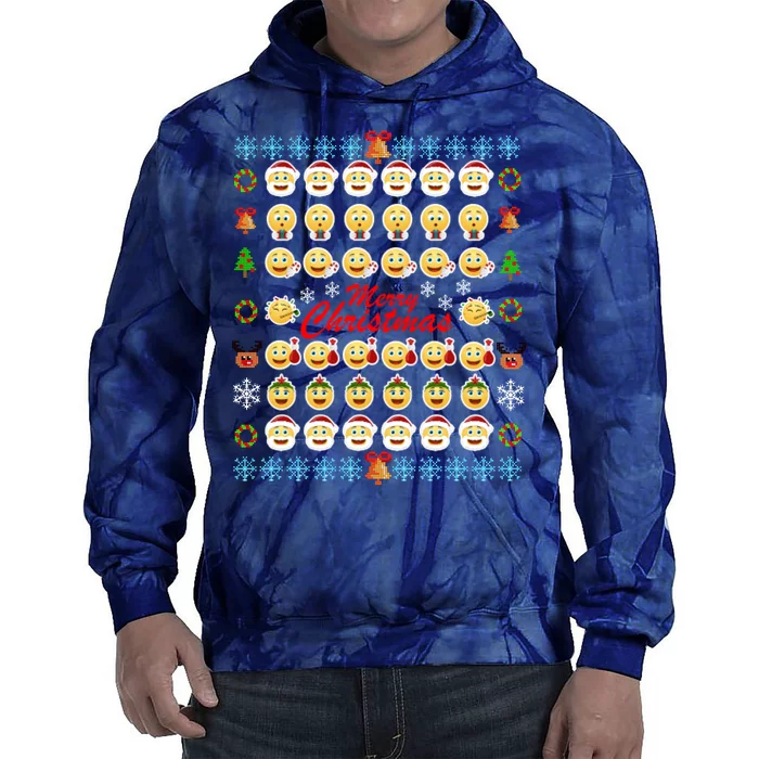 Smiley Faces Ugly Christmas Sweater Tie Dye Hoodie