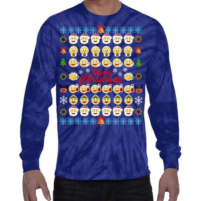 Smiley Faces Ugly Christmas Sweater Tie-Dye Long Sleeve Shirt