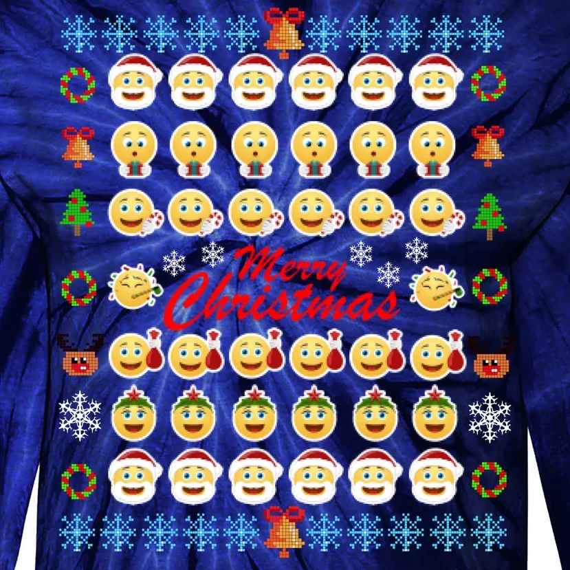 Smiley Faces Ugly Christmas Sweater Tie-Dye Long Sleeve Shirt